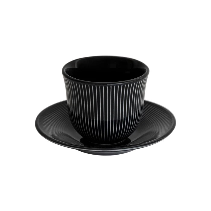 LoveRamics-150ml Embossed Tasting Cup with plate (BLACK)